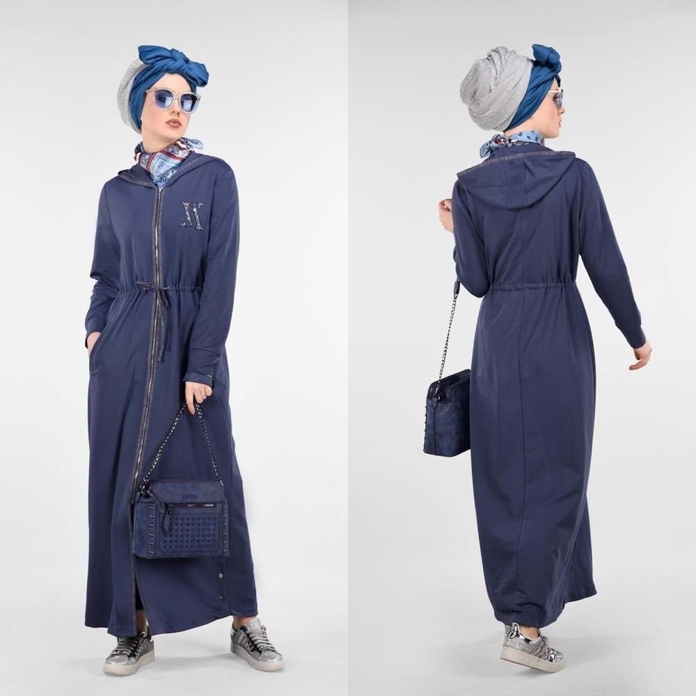 Alvina hijab long stylish dress navy blue size 16